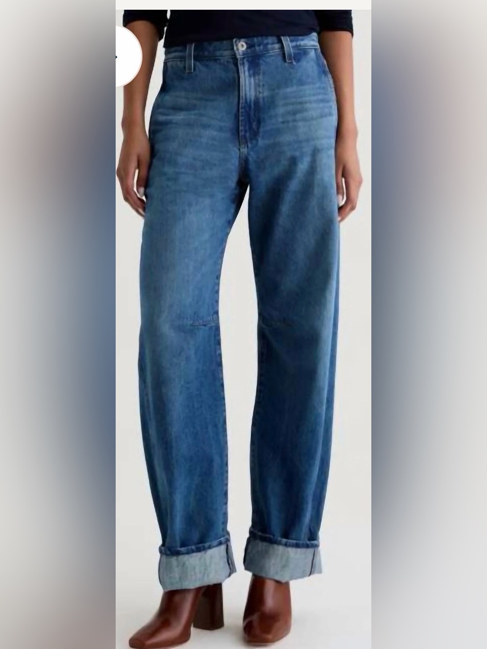 AG Mercer Cuffed High Rise Barrel Jeans Italian Denim 28